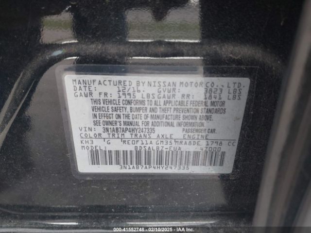 3N1AB7AP4HY247335 Nissan SENTRA S