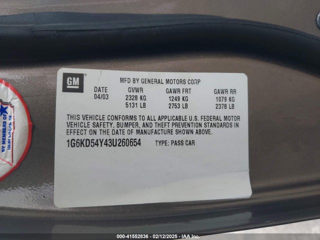 2003 CADILLAC DEVILLE 1G6KD54Y43U260654 Photo 8