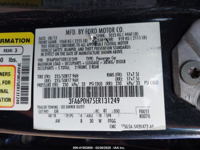 3FA6P0H75ER131249 Ford FUSION SE
