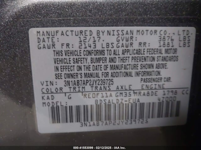 Nissan SENTRA SV 2018 3N1AB7AP2JY239725 Image 9