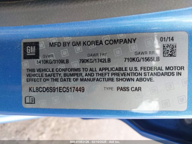 KL8CD6S91EC517449 Chevrolet Spark 1lt Auto