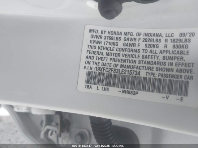 19XFC2F83LE215734 Honda Civic Sport