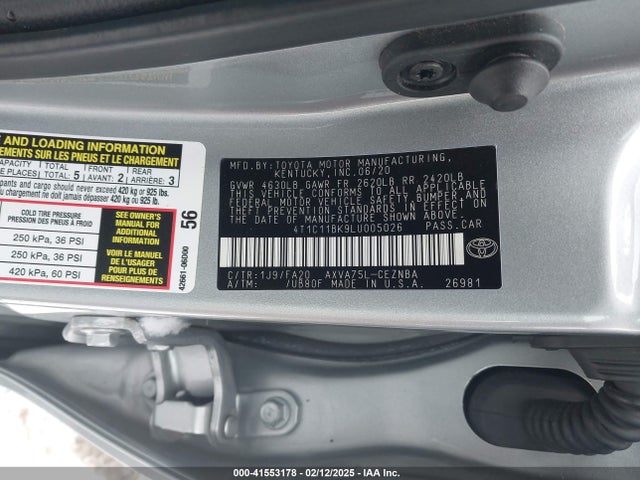 Toyota Camry Le Awd 2020 4T1C11BK9LU005026 Image 9