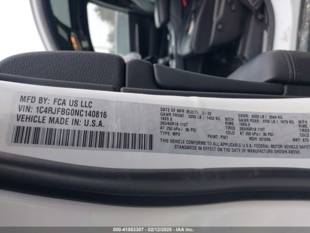 1C4RJFBG0NC140816 Jeep Grand Cherokee Wk Limited 4x4