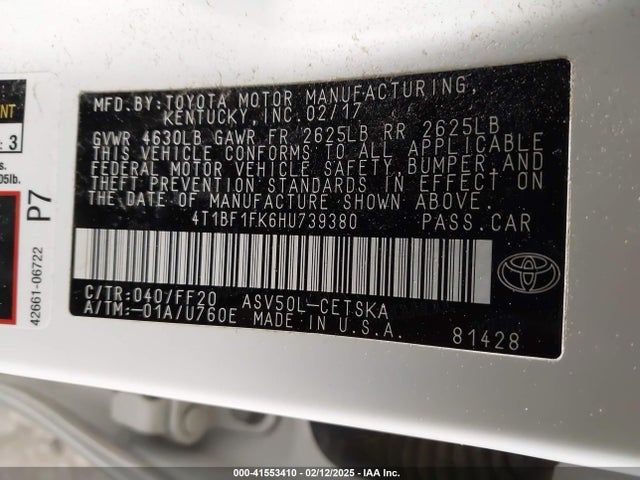 Toyota CAMRY SE 2017 4T1BF1FK6HU739380 Image 9