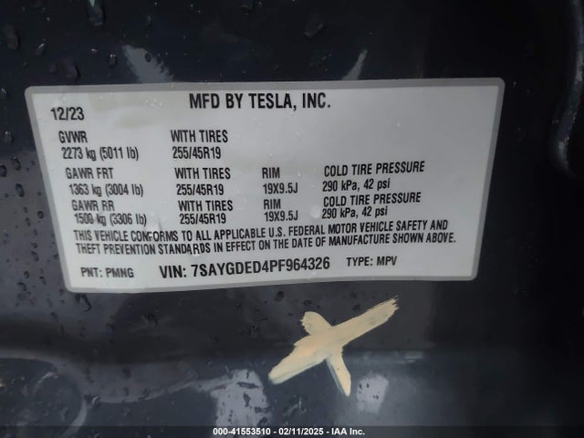 2023 TESLA MODEL Y 7SAYGDED4PF964326 Photo 8