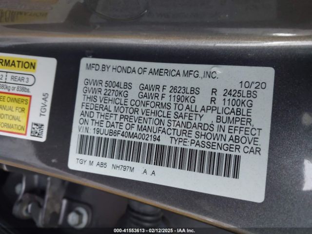 19UUB6F40MA002194 Acura Tlx Technology Package