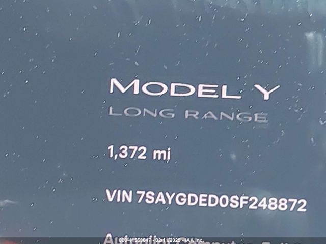7SAYGDED0SF248872 Tesla Model Y Long Range Dual Motor All-wheel Drive