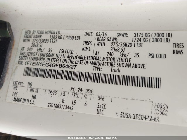 2016 FORD F-150 1FTEW1EG4GFB64827 Photo 8