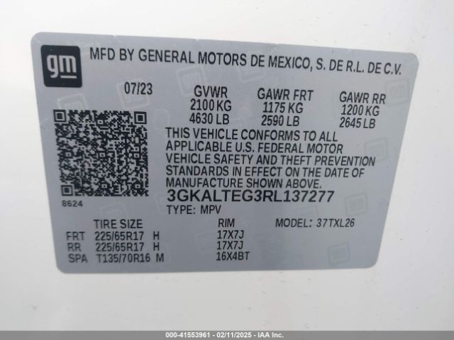 3GKALTEG3RL137277 GMC Terrain Awd Sle