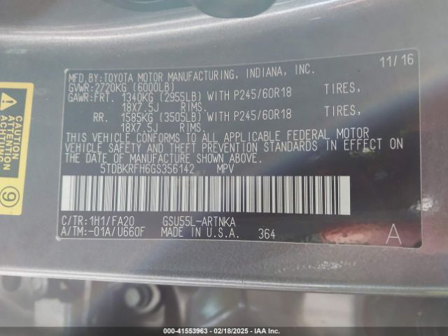 2016 TOYOTA HIGHLANDER 5TDBKRFH6GS356142 Photo 8
