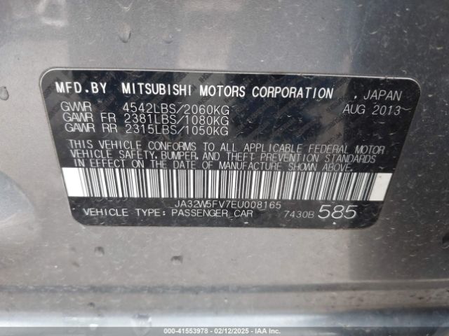 JA32W5FV7EU008165 Mitsubishi Lancer Evolution Mr