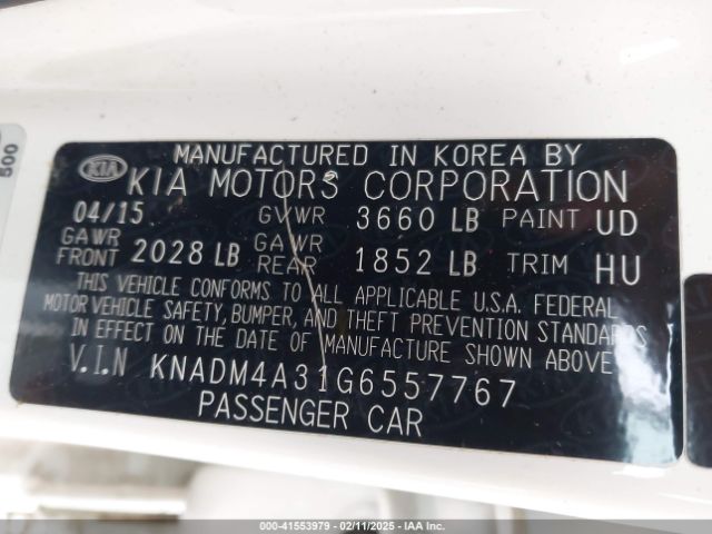 KNADM4A31G6557767 KIA RIO LX