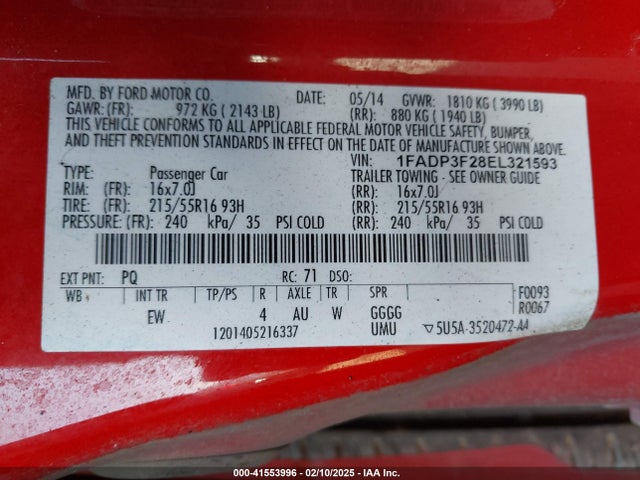 Ford Focus 2014 1FADP3F28EL321593 Image 24