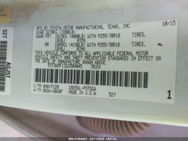 5TFDW5F13GX509045 Toyota Tundra Sr5 5.7l V8