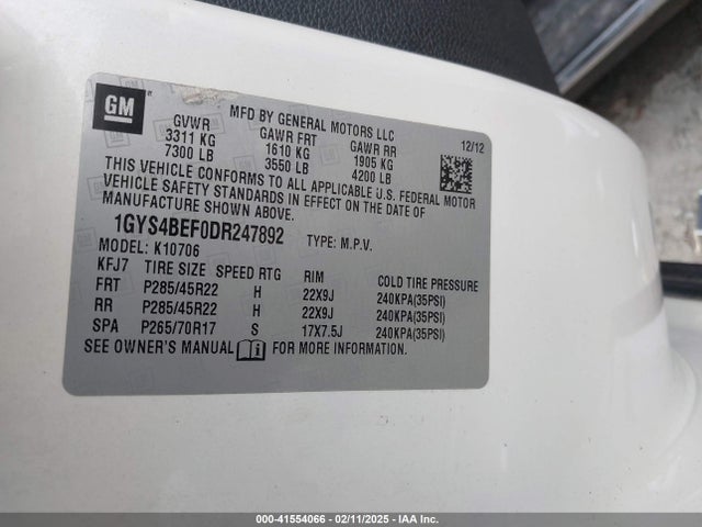2013 CADILLAC ESCALADE 1GYS4BEF0DR247892 Photo 8