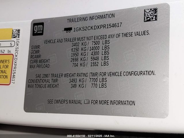 1GKS2CKDXPR154617 GMC Yukon 4wd At4
