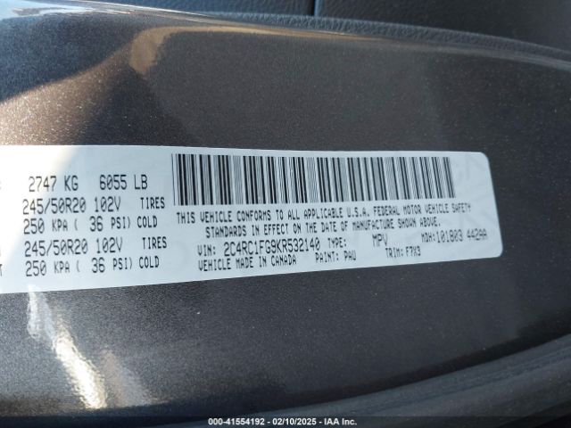 2C4RC1FG9KR532140 Chrysler Pacifica Touring Plus