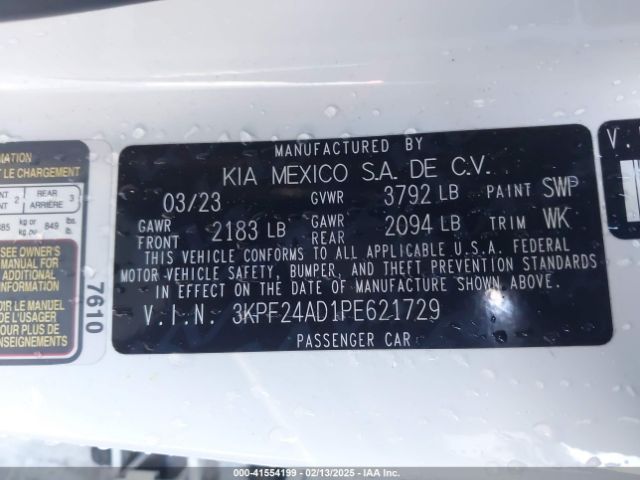 3KPF24AD1PE621729 KIA Forte Lxs