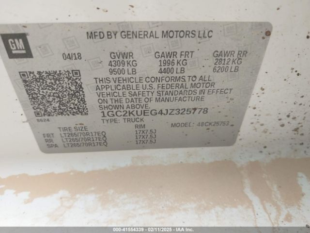 1GC2KUEG4JZ325778 Chevrolet Silverado 2500hd Wt