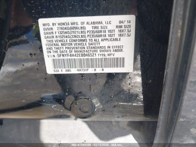 5FNYF4H42EB046521 Honda Pilot Ex