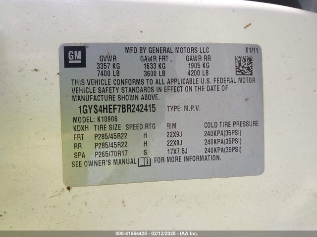 2011 CADILLAC ESCALADE 1GYS4HEF7BR242415 Photo 8