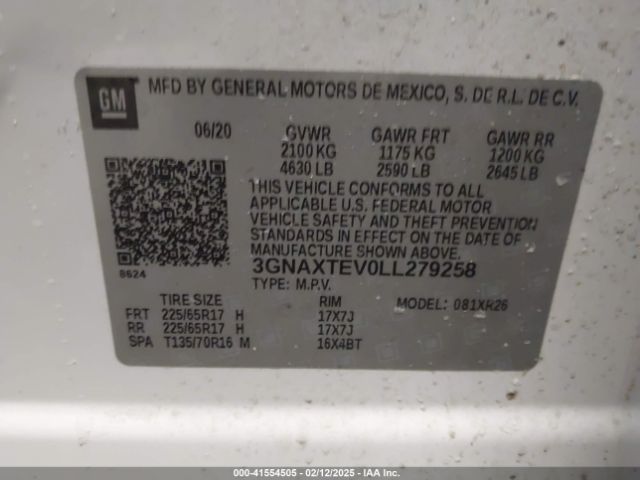 3GNAXTEV0LL279258 Chevrolet Equinox Awd 2fl