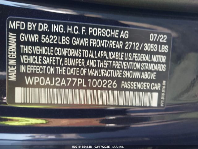 WP0AJ2A77PL100226 Porsche Panamera 4/4 Platinum Edition/platinum Edition