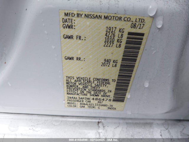 Nissan Altima 2.5 Sv 2017 1N4AL3AP2HC486378 Image 9