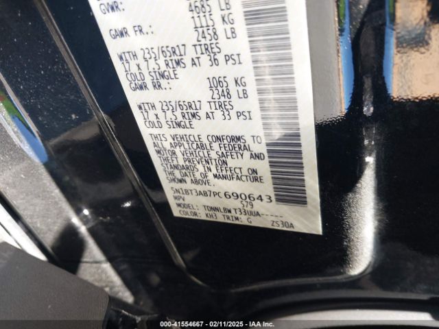 5N1BT3AB7PC690643 Nissan Rogue S Intelligent Awd
