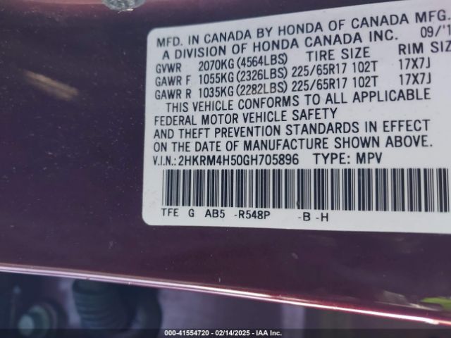 2HKRM4H50GH705896 Honda CR-V EX