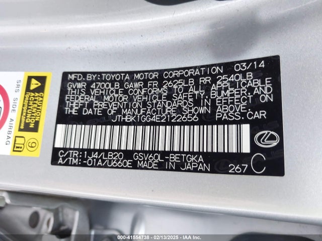 Lexus ES 350 2014 JTHBK1GG4E2122656 Image 9