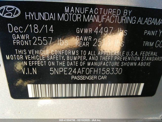 Hyundai SONATA SE 2015 5NPE24AF0FH158330 Image 9