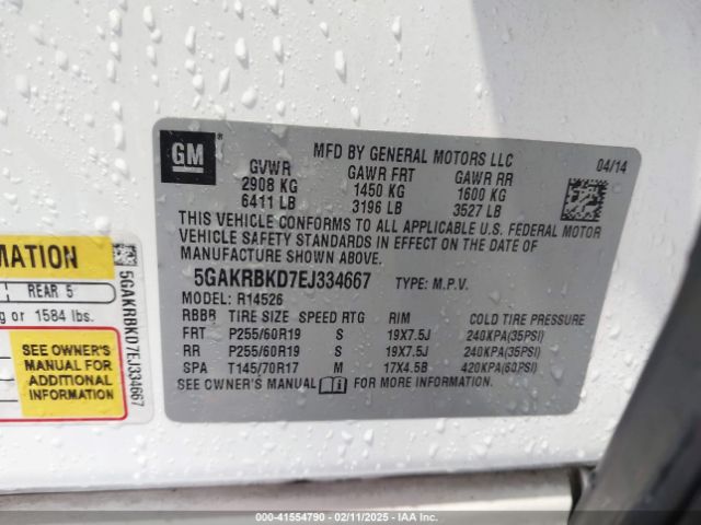 5GAKRBKD7EJ334667 Buick Enclave Leather