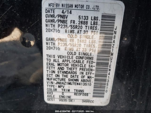 JN8AZ1MU7EW413510 Nissan Murano Le