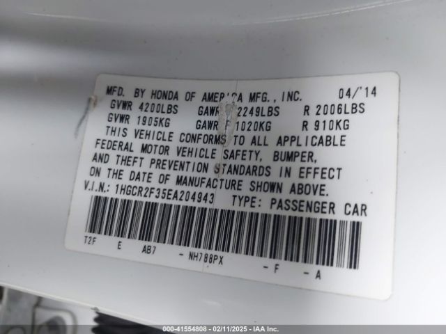 1HGCR2F35EA204943 Honda ACCORD LX