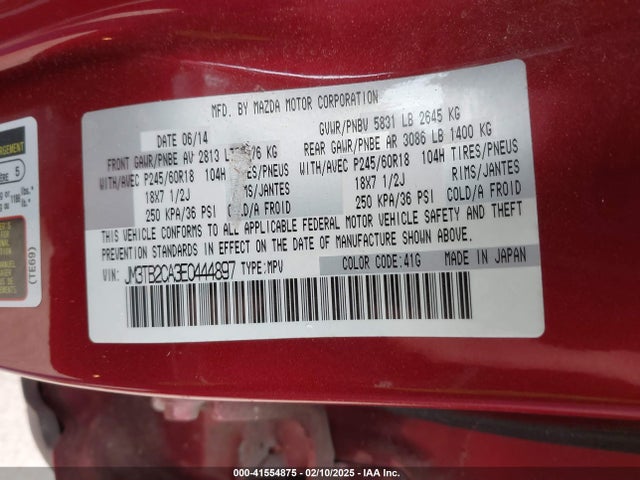 Mazda Cx-9 Touring 2014 JM3TB2CA3E0444897 Image 9