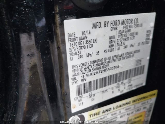 1FMJU2AT2HEA33704 Ford Expedition Limited