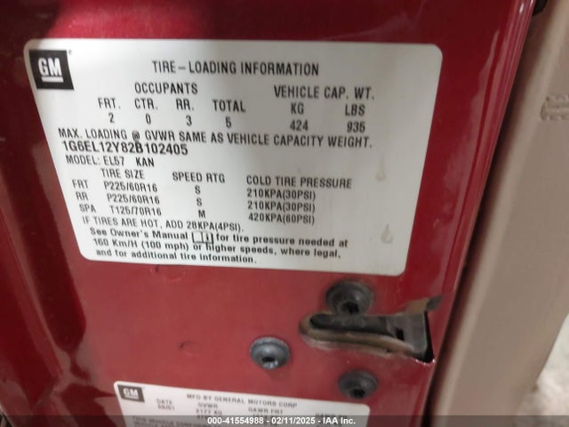 2002 CADILLAC ELDORADO 1G6EL12Y82B102405 Photo 8