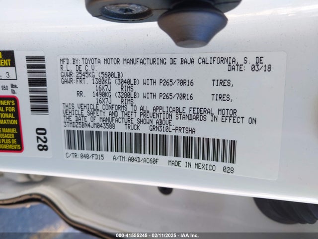 3TMDZ5BN4JM043588 Toyota Tacoma Trd Off Road