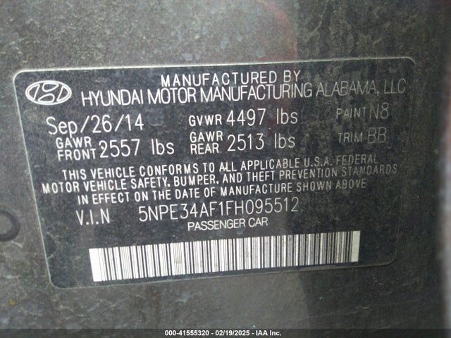 Hyundai Sonata Limited 2015 5NPE34AF1FH095512 Image 9