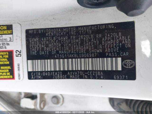 4T1G11AK8LU906987 Toyota CAMRY SE