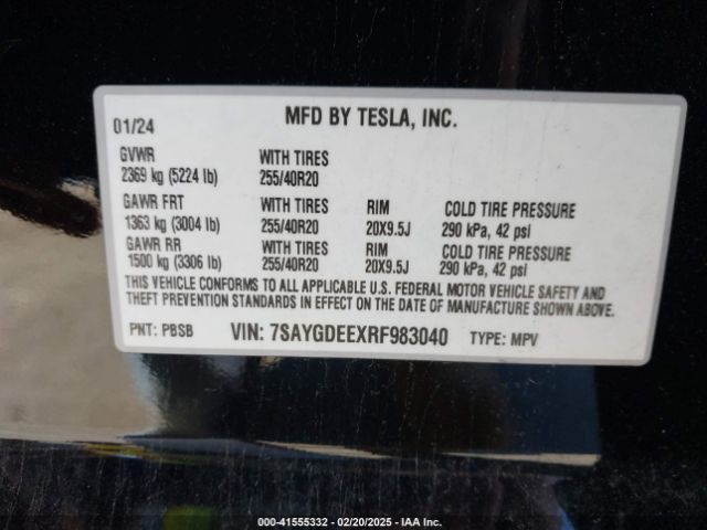 7SAYGDEEXRF983040 Tesla Model Y Long Range Dual Motor All-wheel Drive