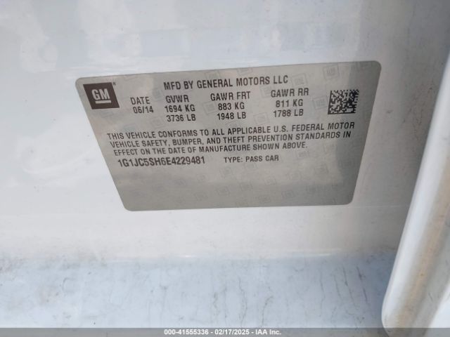 1G1JC5SH6E4229481 Chevrolet Sonic Lt Auto