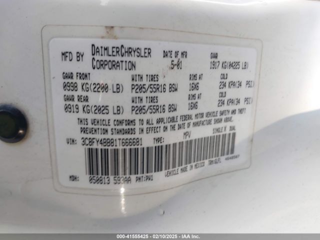 2001 CHRYSLER PT CRUISER 3C8FY4BB81T666681 Photo 8