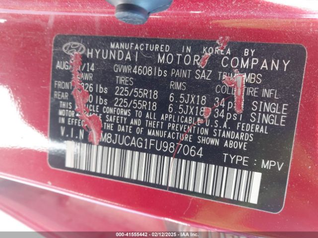 KM8JUCAG1FU987064 Hyundai Tucson Limited