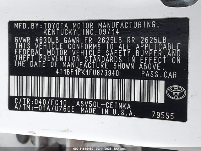 Toyota CAMRY LE 2015 4T1BF1FK1FU873940 Image 9