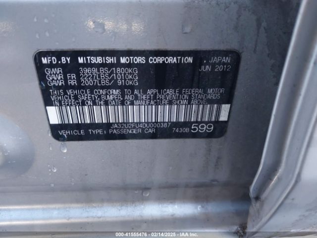 2013 MITSUBISHI LANCER JA32U2FU4DU000387 Photo 8