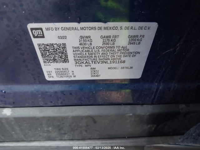 3GKALTEV3NL191168 GMC Terrain Awd Sle