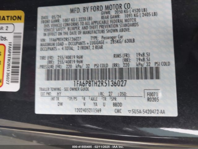 1FA6P8TH2R5136027 Ford Mustang Ecoboost Fastback